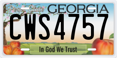 GA license plate CWS4757