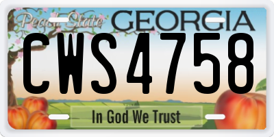 GA license plate CWS4758