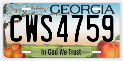 GA license plate CWS4759