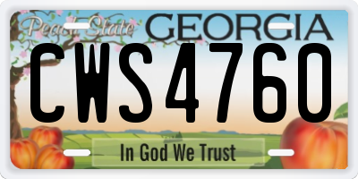GA license plate CWS4760