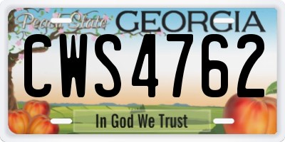 GA license plate CWS4762