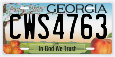 GA license plate CWS4763