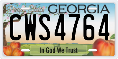 GA license plate CWS4764
