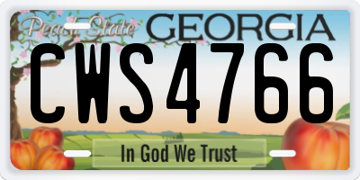 GA license plate CWS4766
