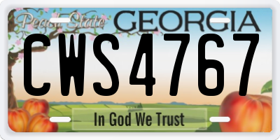 GA license plate CWS4767