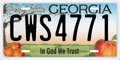 GA license plate CWS4771