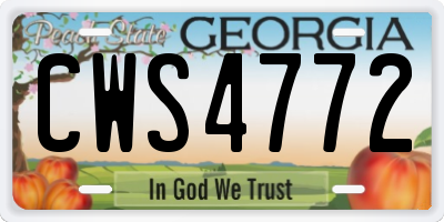 GA license plate CWS4772