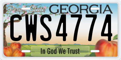 GA license plate CWS4774
