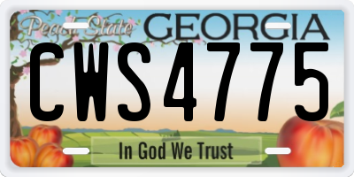 GA license plate CWS4775