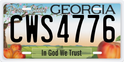 GA license plate CWS4776