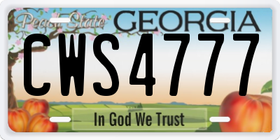 GA license plate CWS4777