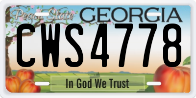 GA license plate CWS4778