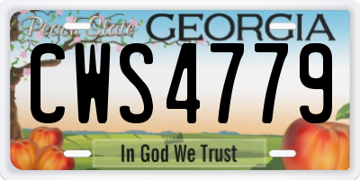 GA license plate CWS4779