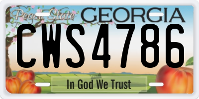 GA license plate CWS4786