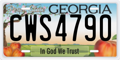 GA license plate CWS4790