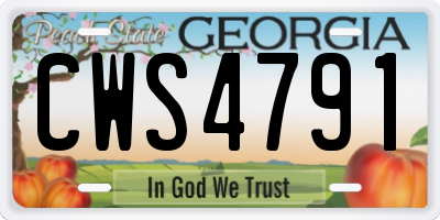 GA license plate CWS4791