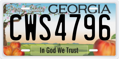GA license plate CWS4796