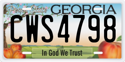 GA license plate CWS4798