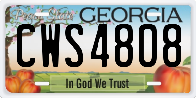 GA license plate CWS4808