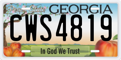 GA license plate CWS4819