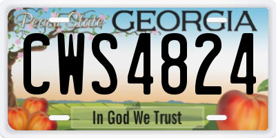 GA license plate CWS4824