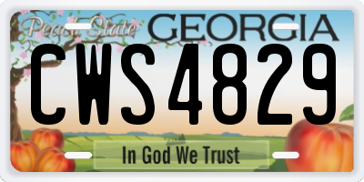 GA license plate CWS4829