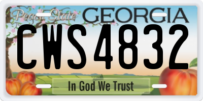 GA license plate CWS4832