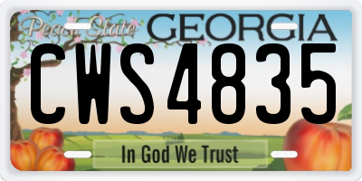 GA license plate CWS4835