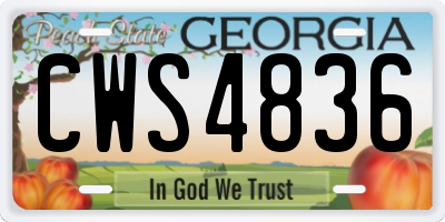 GA license plate CWS4836