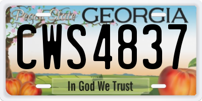 GA license plate CWS4837