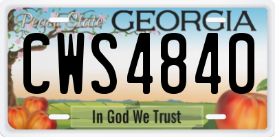 GA license plate CWS4840