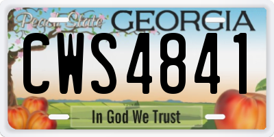 GA license plate CWS4841