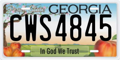 GA license plate CWS4845