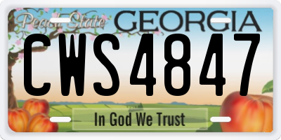 GA license plate CWS4847