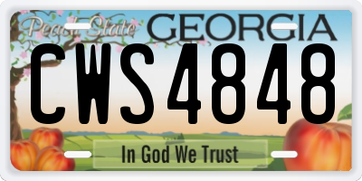 GA license plate CWS4848