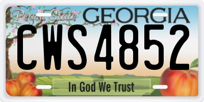 GA license plate CWS4852