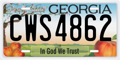 GA license plate CWS4862