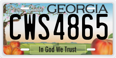 GA license plate CWS4865