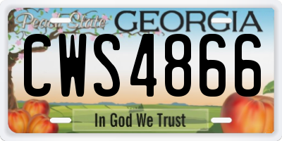 GA license plate CWS4866