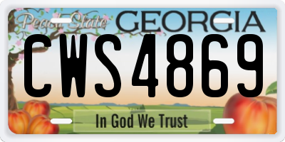 GA license plate CWS4869