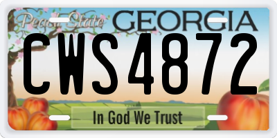 GA license plate CWS4872