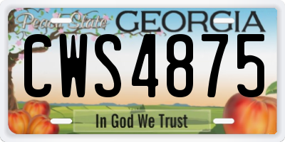 GA license plate CWS4875