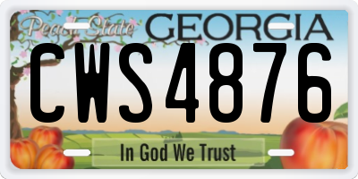 GA license plate CWS4876