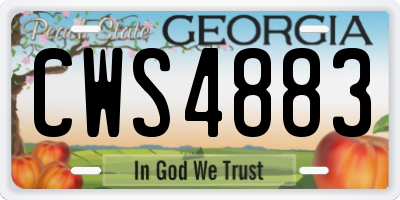 GA license plate CWS4883