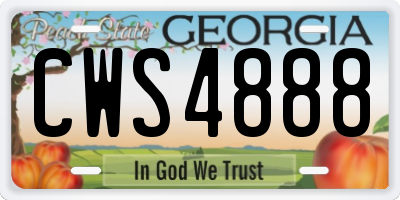 GA license plate CWS4888