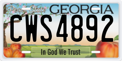 GA license plate CWS4892