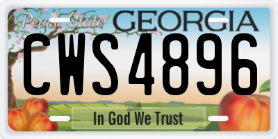 GA license plate CWS4896