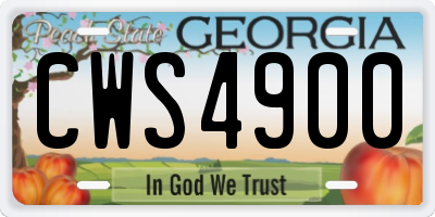 GA license plate CWS4900