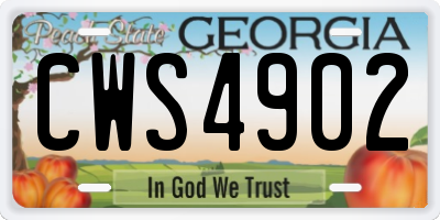 GA license plate CWS4902