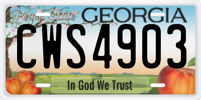 GA license plate CWS4903